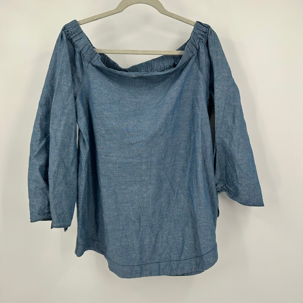 Free People Womens Boho Linen Blend Off Shoulder Top Size M Peasant Beachy
